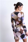 Мини-платье с длинными рукавами, цветочным принтом и сборками по бокам артикул 149653795