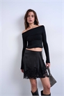 Асимметричная мини-юбка из атласа с кружевной отделкой артикул 150204194