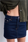 Мини-юбка из джинсовой ткани с оборками артикул 139677823