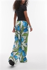 Широкие брюки из атласа с цветочным принтом в зеленых и голубых тонах, надеваемые через голову артикул 140702117