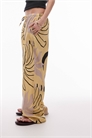 Брюки из льна с прямыми брючинами и абстрактным принтом цвета «бутермилк» артикул 140917967