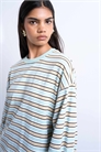 Футболка-скэтер свободного кроя с полосками и длинными рукавами артикул 147630683