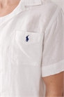 Рубашка из льна с коротким рукавом и логотипом артикул 154032151