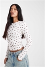 Топ с круглым вырезом и мелким принтом артикул 148187655