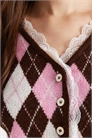 Кардиган с ромбовидным узором и кружевной отделкой co-ord артикул 154954883