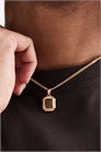 Колье с квадратным кулоном из полудрагоценного камня «тигровый глаз» артикул 137847253