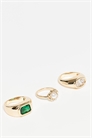 Набор из 3 универсальных колец с искусственным камнем зеленого цвета артикул 150170621