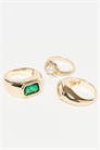 Набор из 3 универсальных колец с искусственным камнем зеленого цвета артикул 150170621