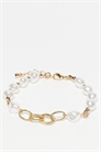 Браслет из двух цепочек в универсальном стиле, сочетающий жемчуг и золото артикул 153518928
