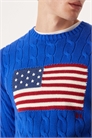 Свитер из хлопка с узором «коса» и флагом США на груди артикул 152670611