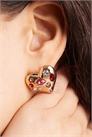 Серьги-гвоздики с камнем в форме сердца артикул 153723838