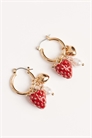 Серьги-кольца с подвеской в виде клубники артикул 153723835