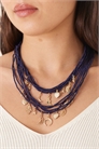 Многоярусное колье с подвесками в виде бусин «Полночь» артикул 152192027
