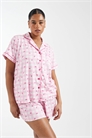 Пижамный комплект из сверхмягкого джерси с розовым клетчатым принтом: рубашка с короткими рукавами и шорты артикул 151898789
