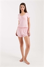 Комплект из топа с ажурной отделкой и коротких пижамных штанов артикул 153564643