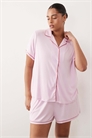 Комплект короткой пижамы с ребристым кантом артикул 153083633