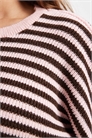 Оверсайз-свитер в шоколадно-розовую полоску артикул 153024771