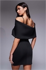 Мини-платье с глубоким вырезом «бардо» и элементами в виде накидки на спине артикул 153919553