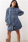 Платье-рубашка из денима с длинными рукавами артикул 150434245
