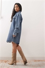 Платье-рубашка из денима с длинными рукавами артикул 150434245