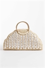 Сумка с ручкой из рафии и жемчужными элементами артикул 154689947