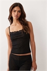 Полупрозрачный топ-пижама-жилет с кружевной отделкой артикул 153840923