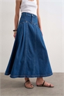 Макси-юбка из денима с плиссированной вставкой артикул 155004478