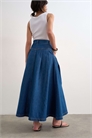 Макси-юбка из денима с плиссированной вставкой артикул 155004478