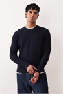 Свитер с круглым вырезом из смешанной хлопковой ткани артикул 154179364