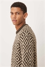 Свитер из трикотажа с содержанием шерсти и геометрическим принтом артикул 150785702