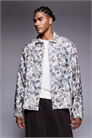 Рубашка из фланели свободного кроя с цветочным принтом артикул 149137033