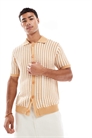 Полосатая вязаная рубашка в стиле ретро артикул 147969592