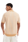 Полосатая вязаная рубашка в стиле ретро артикул 147969592