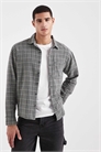 Рубашка с длинными рукавами и текстурным клетчатым принтом артикул 153574201