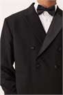 Двубортный костюм прямого кроя с пиджаком-смокингом артикул 139903349