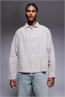 Рубашка свободного кроя с полосками из ткани «сирсакер» артикул 143241489