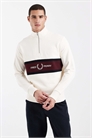 Свитшот с логотипом на вставке и полузастежкой-молнией артикул 154716270