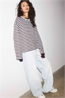 Футболка с длинным рукавом и полосками свободного кроя артикул 155705139