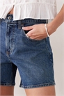 Джинсовые шорты с завышенной талией и прямым кроем артикул 155637665