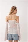Топ из трикотажа премиум-класса с воланами и открытыми плечами из смешанного льна артикул 152703459