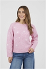 Мягкий свитер с круглым вырезом и вышивкой в виде маргариток артикул 155957513