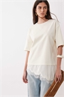 Футболка свободного кроя с кружевными элементами артикул 155234657