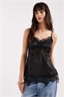 Атласный топ-ками с длинным кроем и кружевной отделкой артикул 153022106