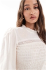 Топ с длинными рукавами, с драпировкой и кружевной вставкой артикул 146792090
