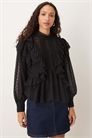 Блузка с длинными рукавами, украшенная рюшами и вышивкой артикул 148224399
