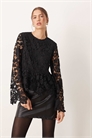 Топ с пеплумом и рукавами-колокольчиками из цветочного кружева артикул 153375431