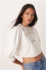 Блузка прямого кроя с вышиванием и рукавами-мешками артикул 151034113