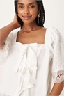 Блузка с квадратным вырезом и завязками спереди, украшенная вязаной крючком отделкой артикул 146790680