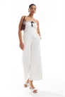Льняной комбинезон без бретелек с контрастной отделкой артикул 141497909