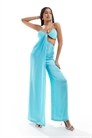 Комбинезон из смешанного атласно-шифонового материала с вырезами и широкими брючинами артикул 135049095